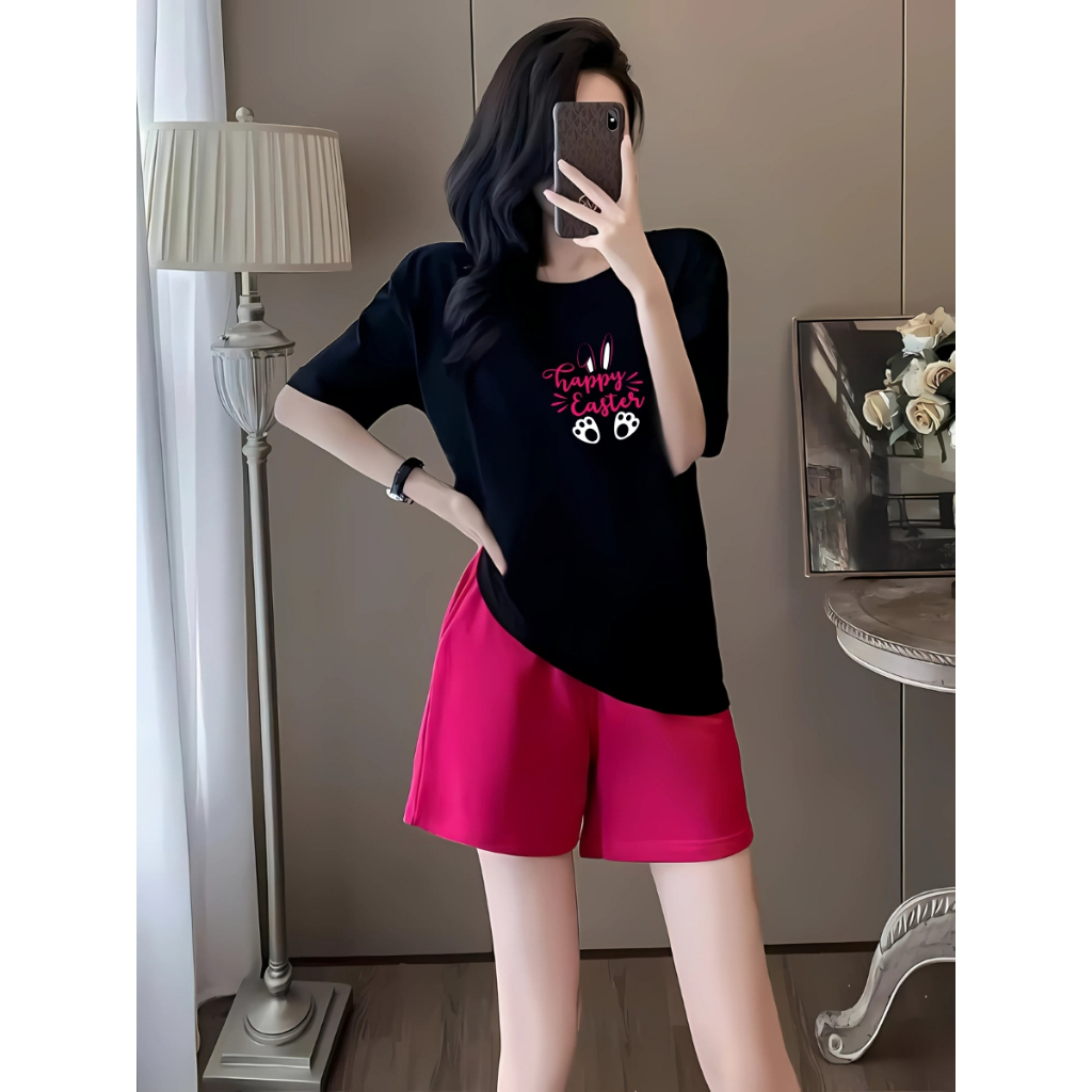 Đồ bộ nữ mùa hè gồm áo thun form rộng và quần đùi cotton - Set đồ nữ thời trang -  LOZA BP342_thumbnail_1