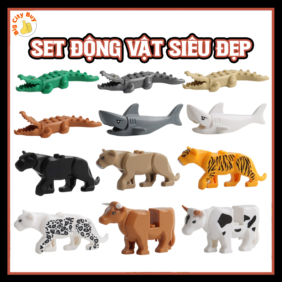 Đồ chơi lắp ráp Nhân vật nhỏ mô hình động vật và thú rừng xanh Cọp, Báo, Hổ, Cá mập, Cá sấu_thumbnail_2