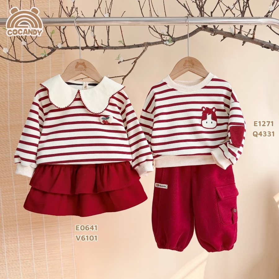 Áo dài ĐỎ kẻ BE phối hình ngựa_thumbnail_4