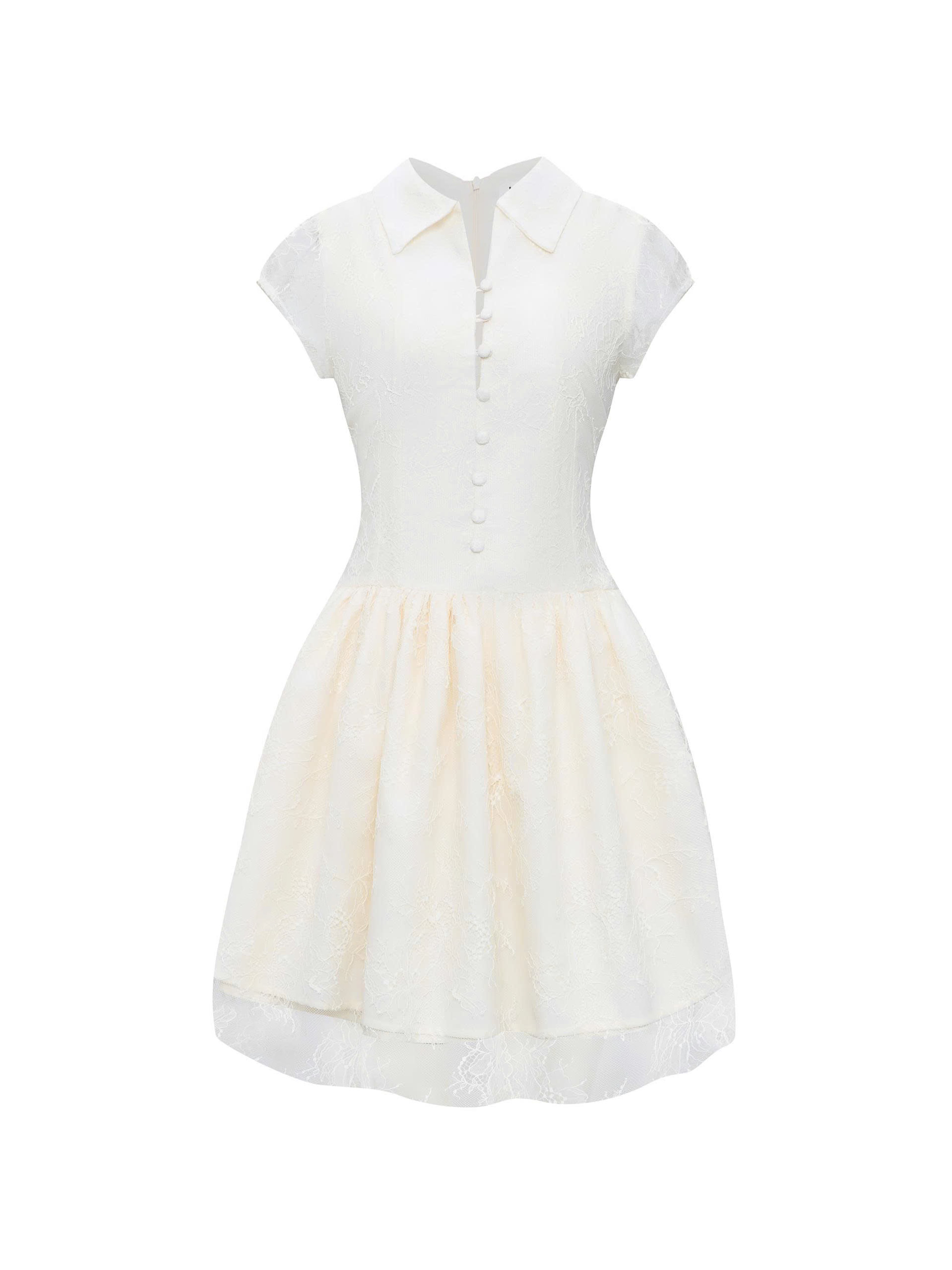 BIGSIZE NỮ- Đầm ren kiểu tùng phồng nút bọc V-DA195