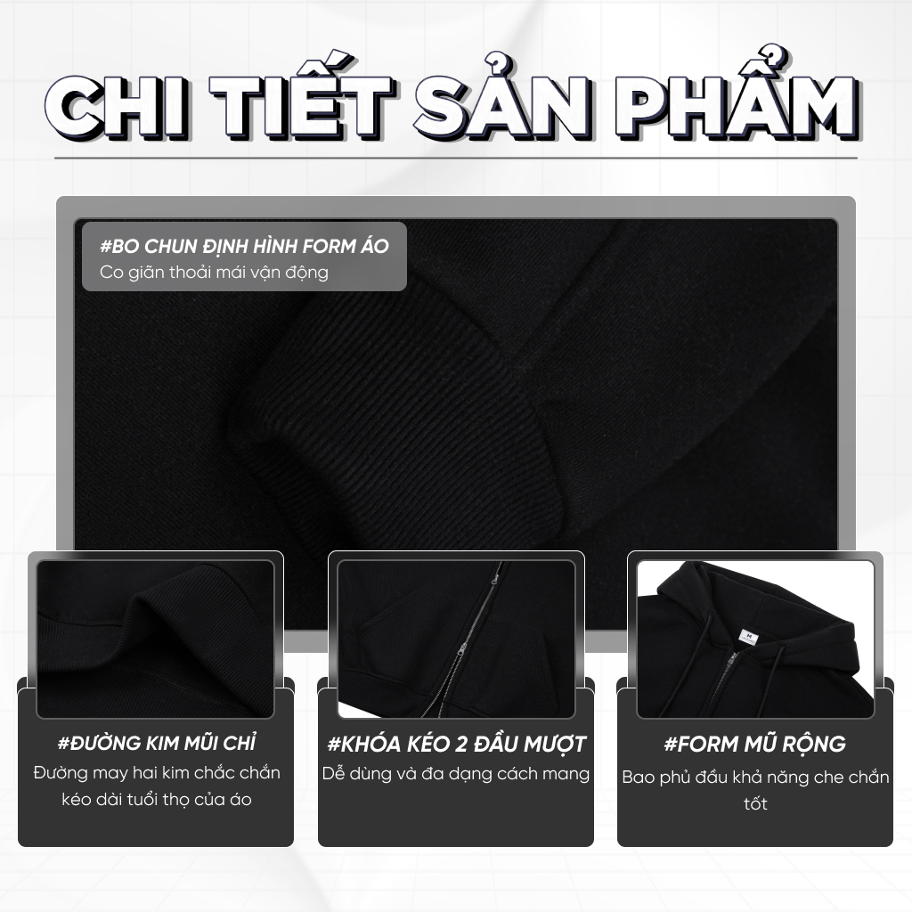 Áo hoodie zip form boxy basic 2579 Miucho chất vải nỉ bông thoáng mát mềm mại có nón_thumbnail_8