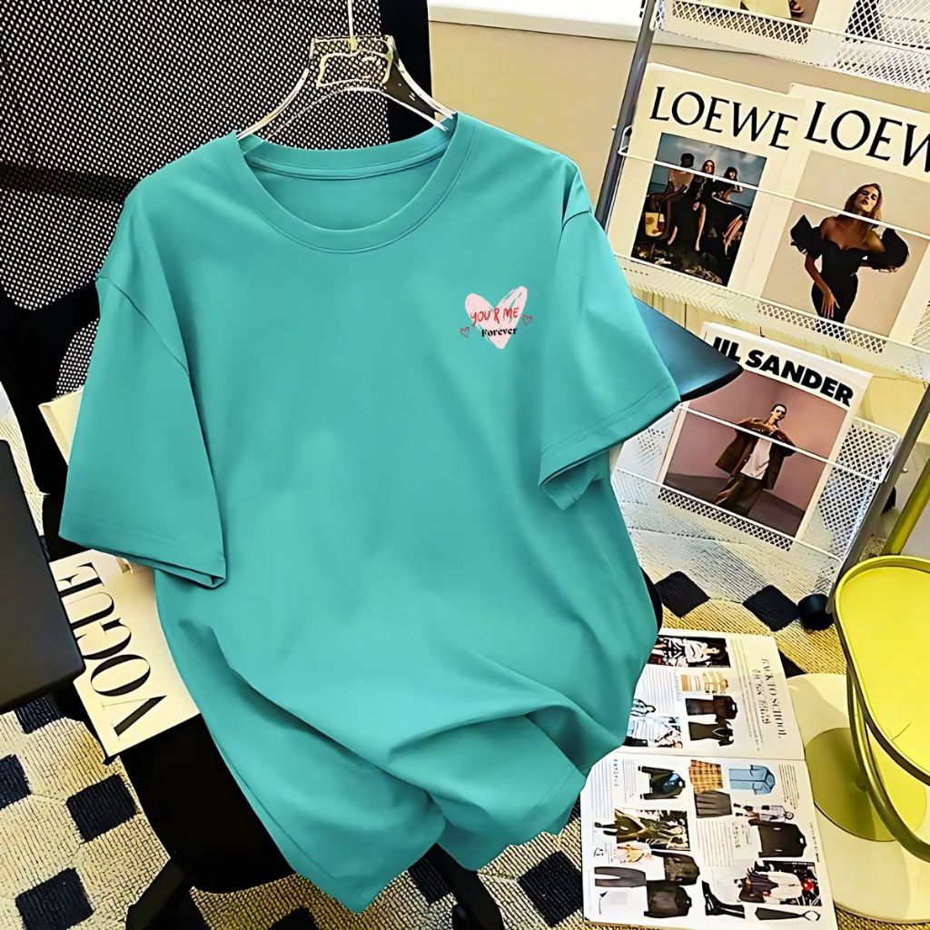 [Form Rộng] Áo thun nữ in hình 'Trái tim You&Me Forever