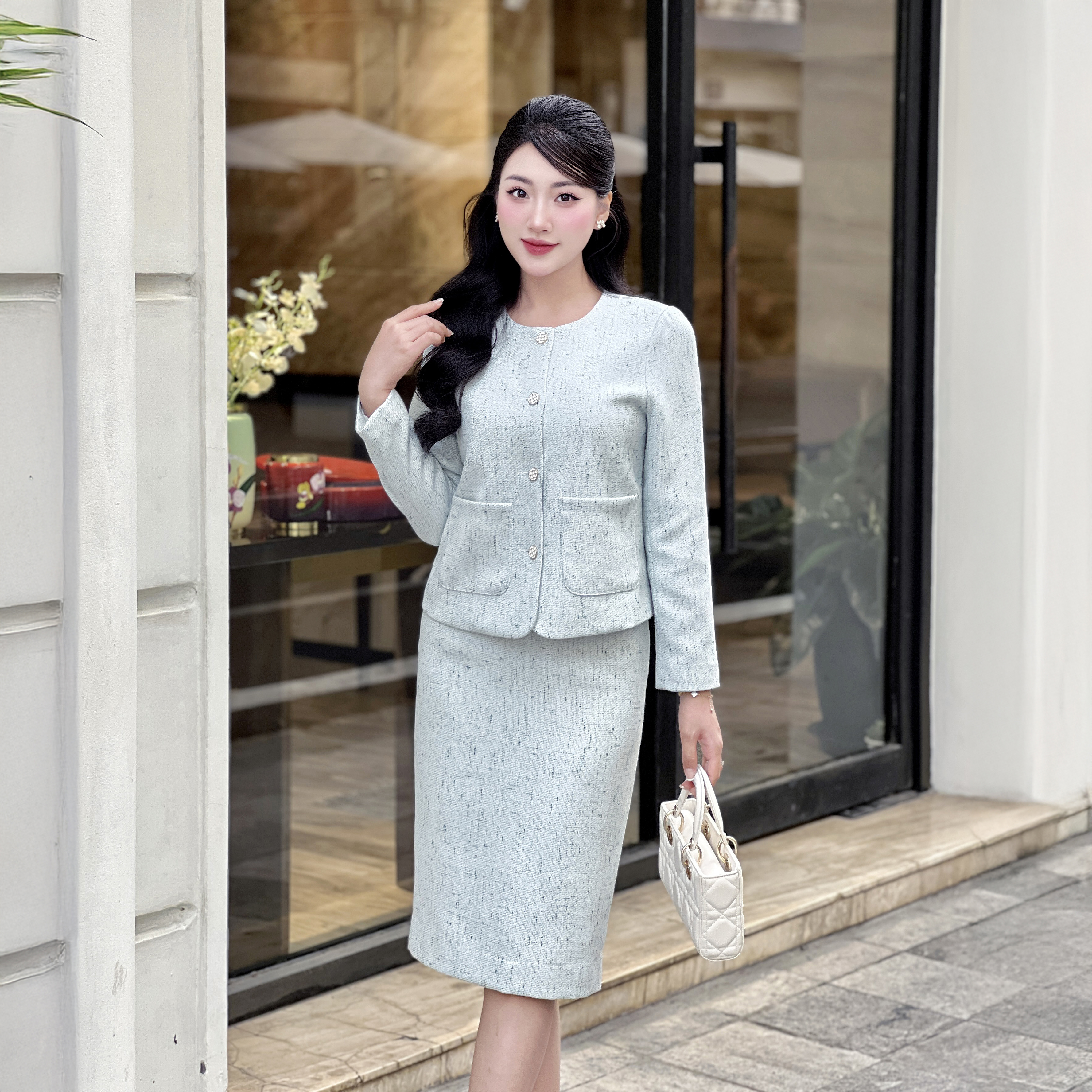 Set Dạ Nữ Narsis M24035 Chất Liệu Tweed Mềm Mịn, Thiết Kế Sang Trọng, Phù Hợp Mặc Tết_thumbnail_1