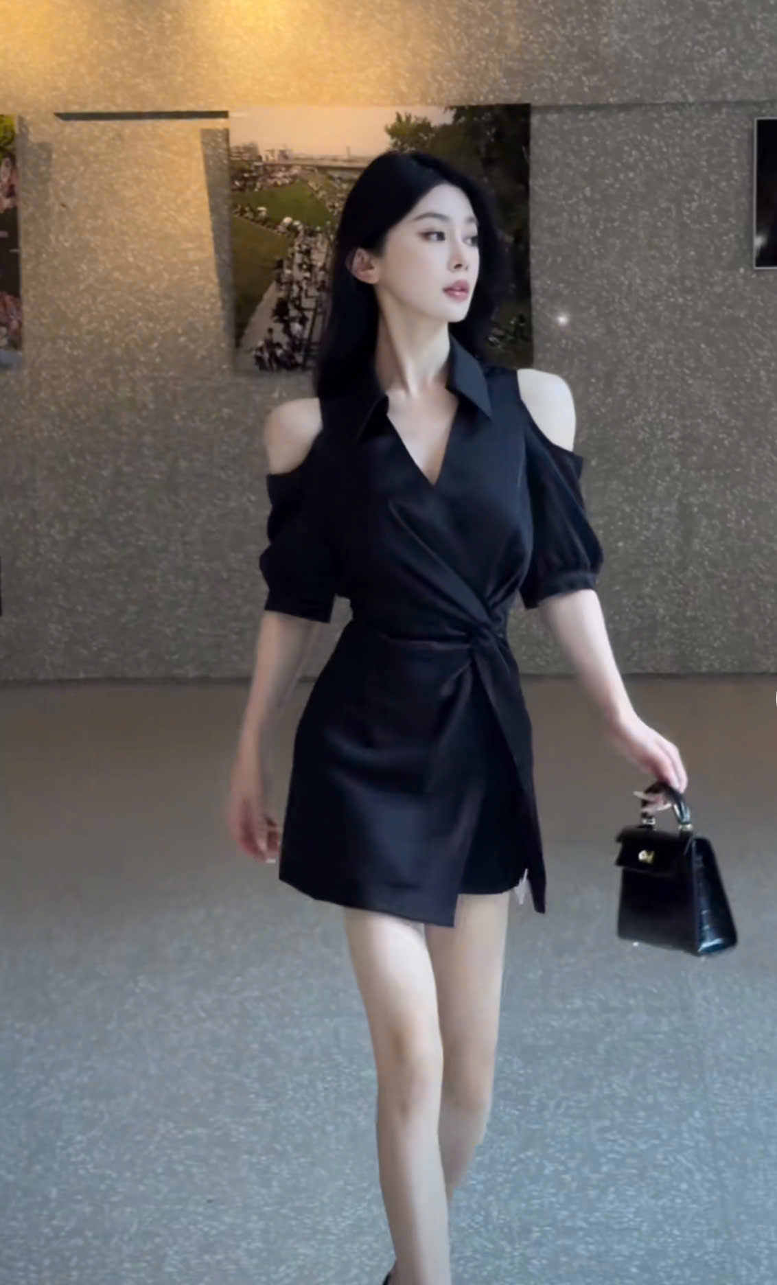 Set bộ short áo sơ mi khoét tay giả váy style Hàn quốc