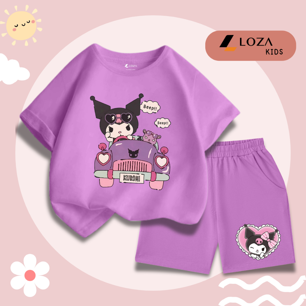 Bộ đồ bé gái in hình Kuromi lái xe -  Loza Kids SB309_thumbnail_1