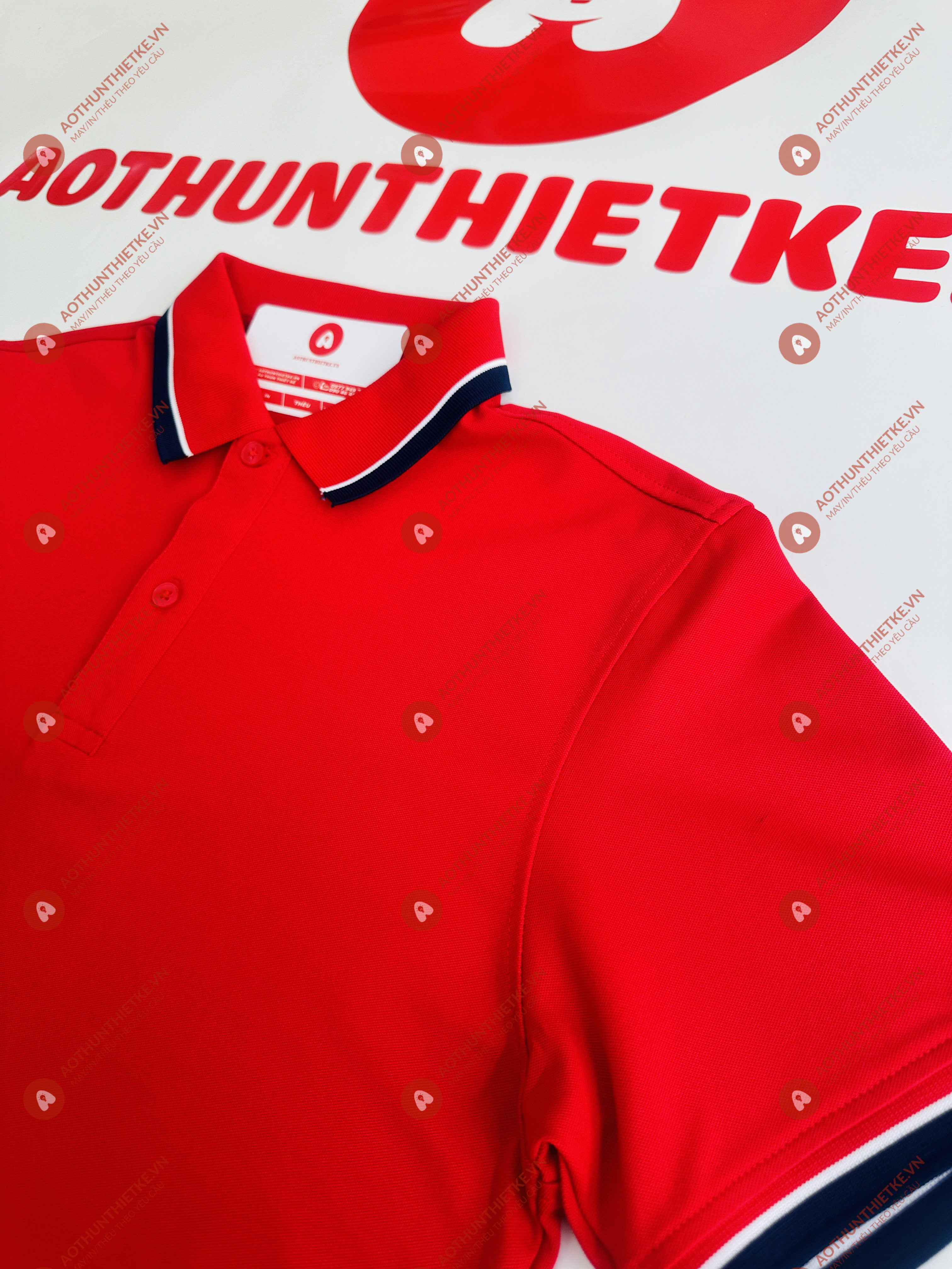 Áo Đồng Phục Polo 2 Sọc Đỏ Tươi_thumbnail_1