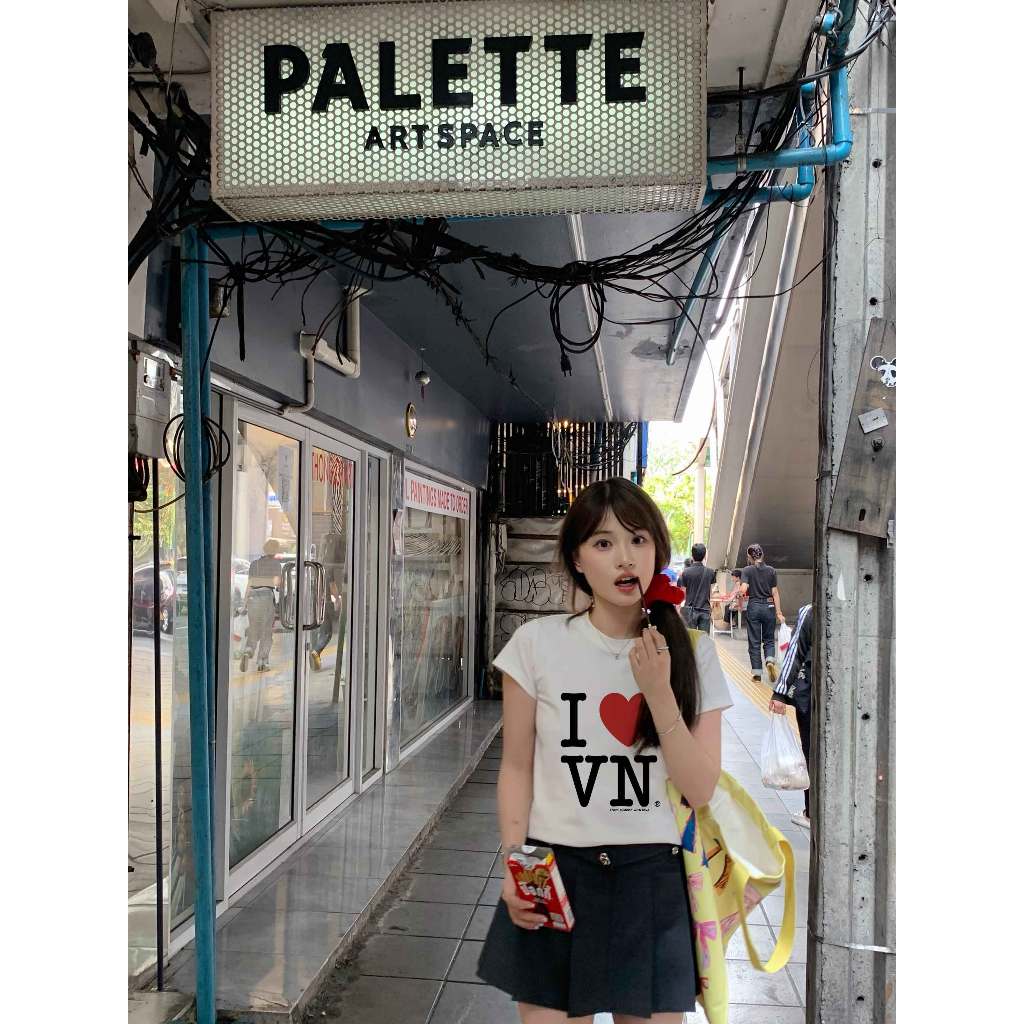 Áo thun baby tee I love VietNam form ôm xinh xắn ABD1220 Miucho tay ngắn Cổ tròn hotrend in artwork_thumbnail_5