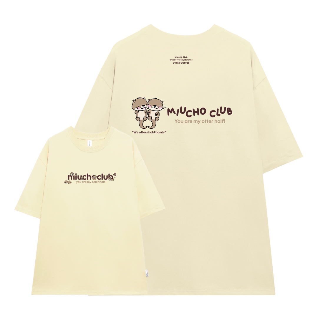 Áo thun cặp nam nữ form rộng 1945 Miucho cổ tròn vải 4c cotton 220gsm thoáng mát in mix_thumbnail_0