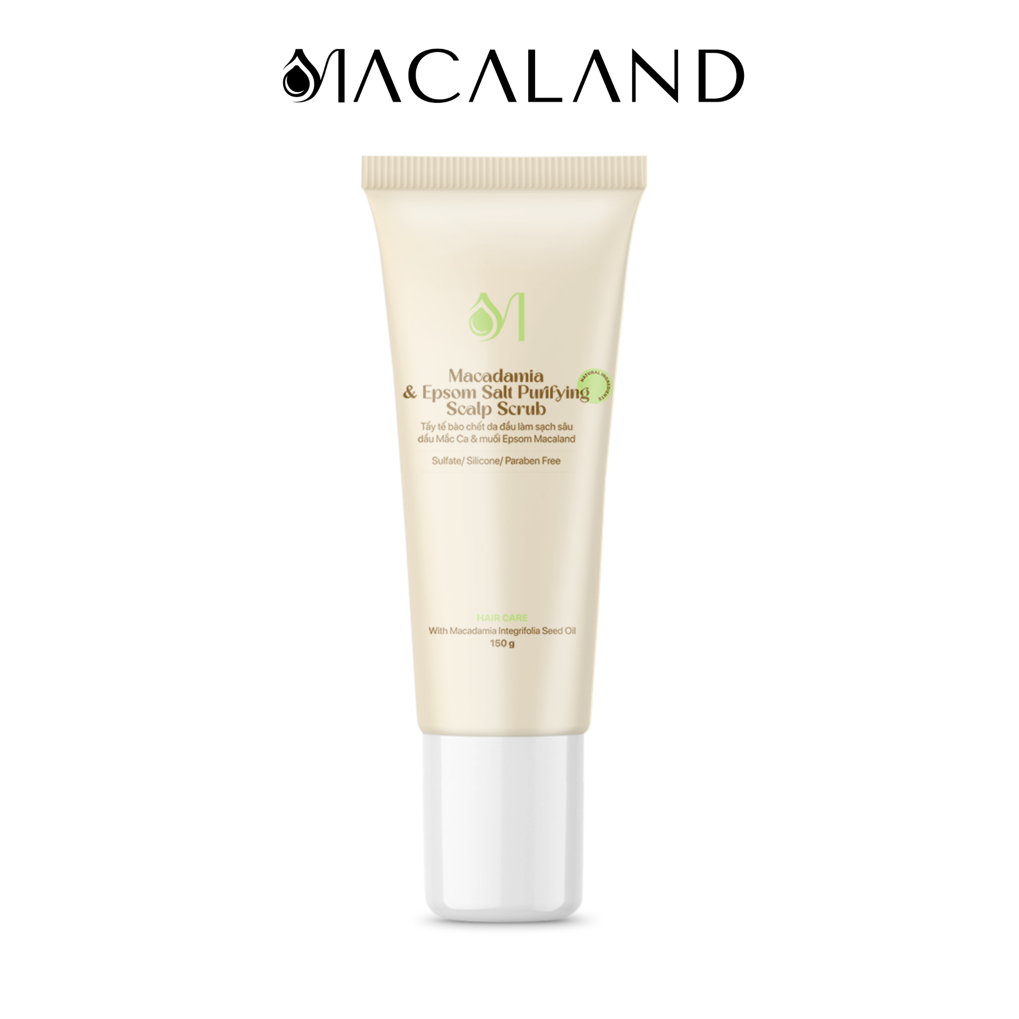 Tẩy Tế Bào Chết Da Đầu Mắc Ca & Muối Epsom 150g MACALAND Làm Sạch Sâu, Giúp Tóc Chắc Khỏe