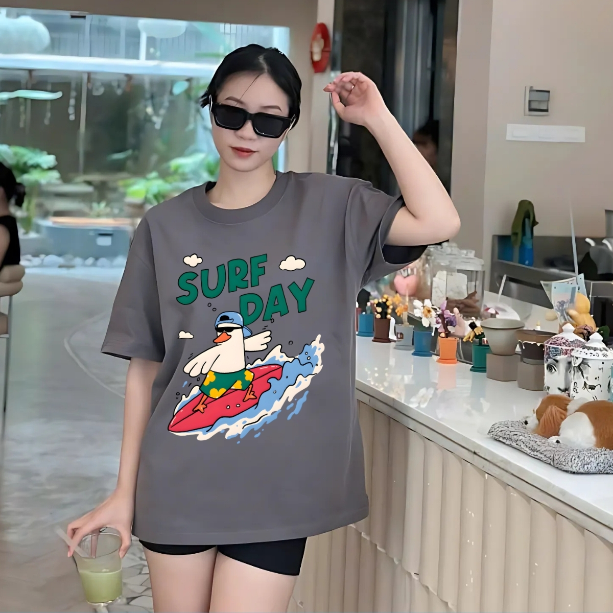 Áo thun unisex UX30-1179 chữ SURF DAY vịt lướt ván dáng oversized local brand WETEE_thumbnail_8