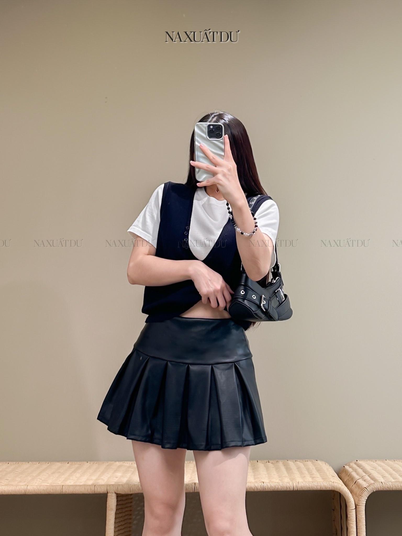 Chân váy da xoè - V86 (SALE)