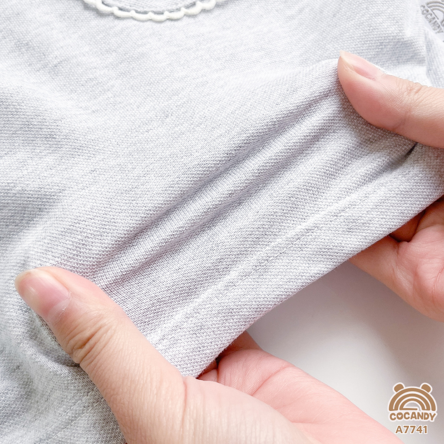 Áo cộc polo GHI SÁNG cổ sen TRẮNG phối ren_thumbnail_4