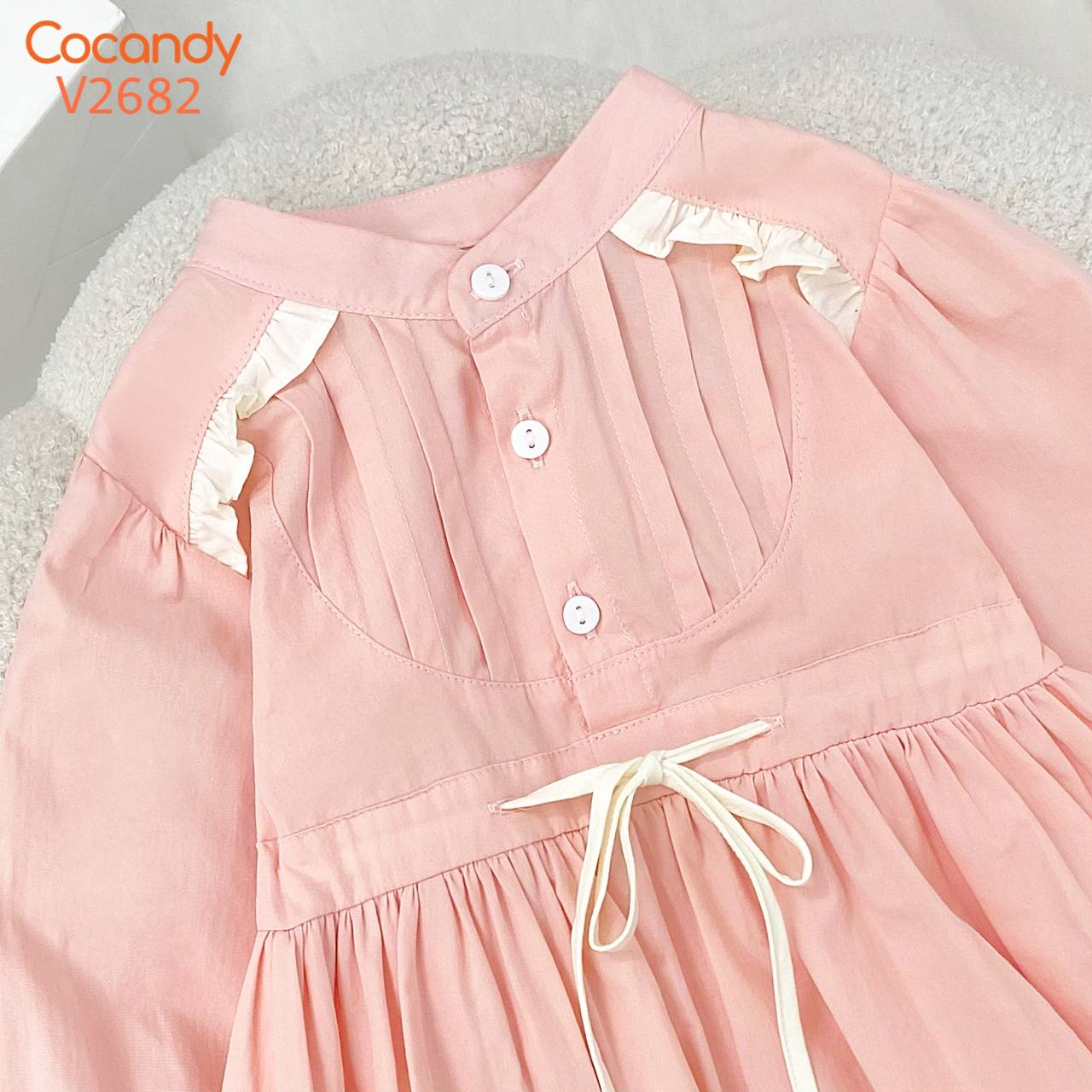 Váy dài HỒNG ngực xếp ly phối BE_thumbnail_3