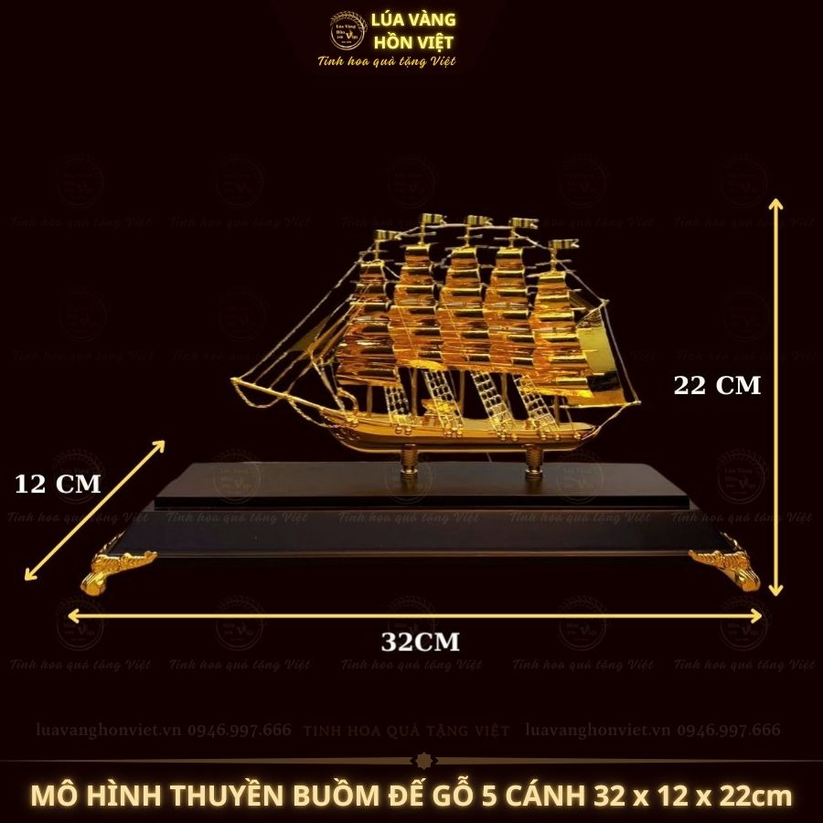 THUYỀN BUỒM ĐẾ GỖ 5 CÁNH 32x12x22cm_thumbnail_7
