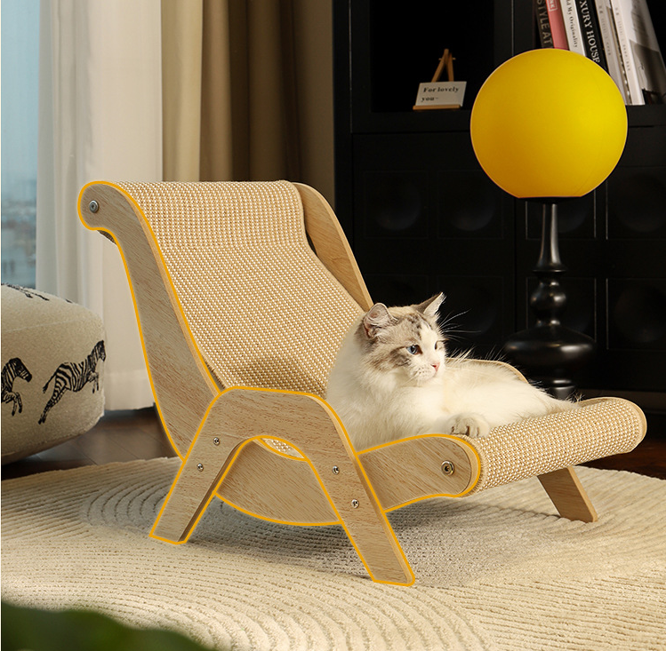 โซฟาสำหรับแมว - วัสดุไม้และใยปอที่ทนทาน