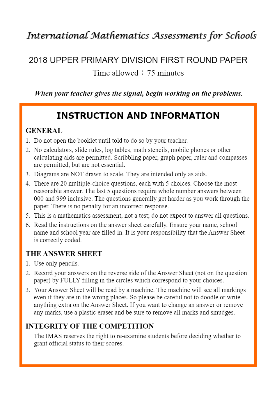 Bộ ĐỀ THI IMAS