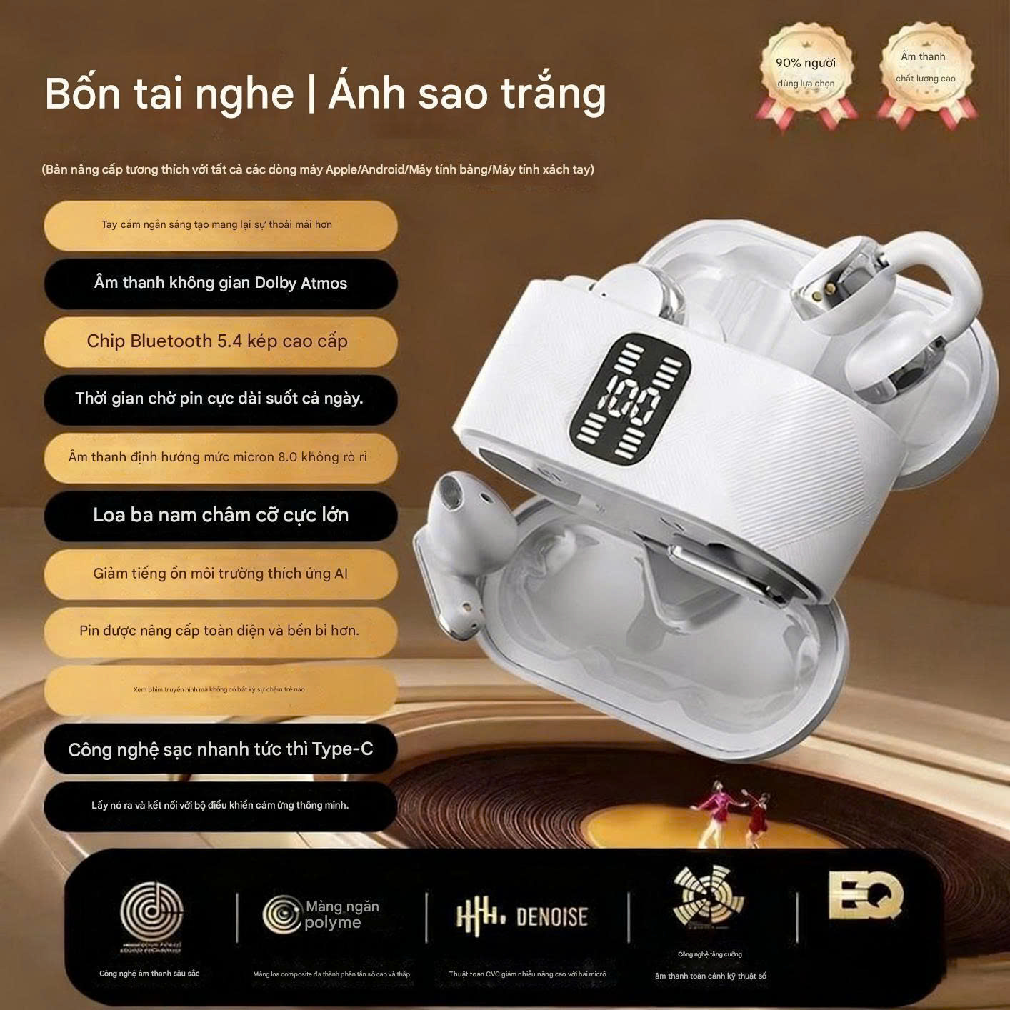 T-ECO SHOP | Tai Nghe Bluetooth 4 Tai – Màn LED, Chống Ồn AI, Âm Thanh Stereo, Pin Lâu_thumbnail_3