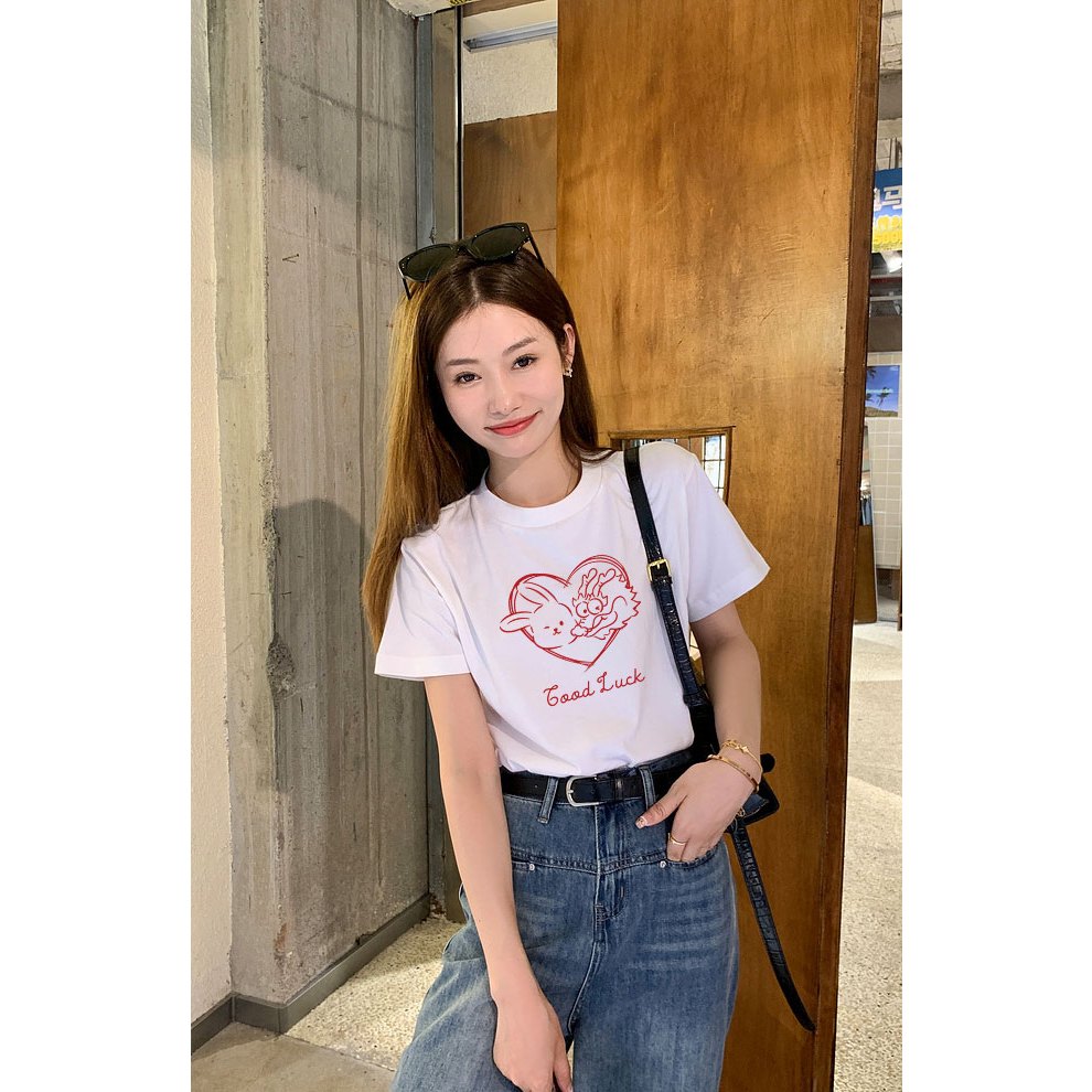 Áo thun nữ Tết form vừa regular ARD911 Miucho Chic cotton cổ tròn in artwork_thumbnail_2