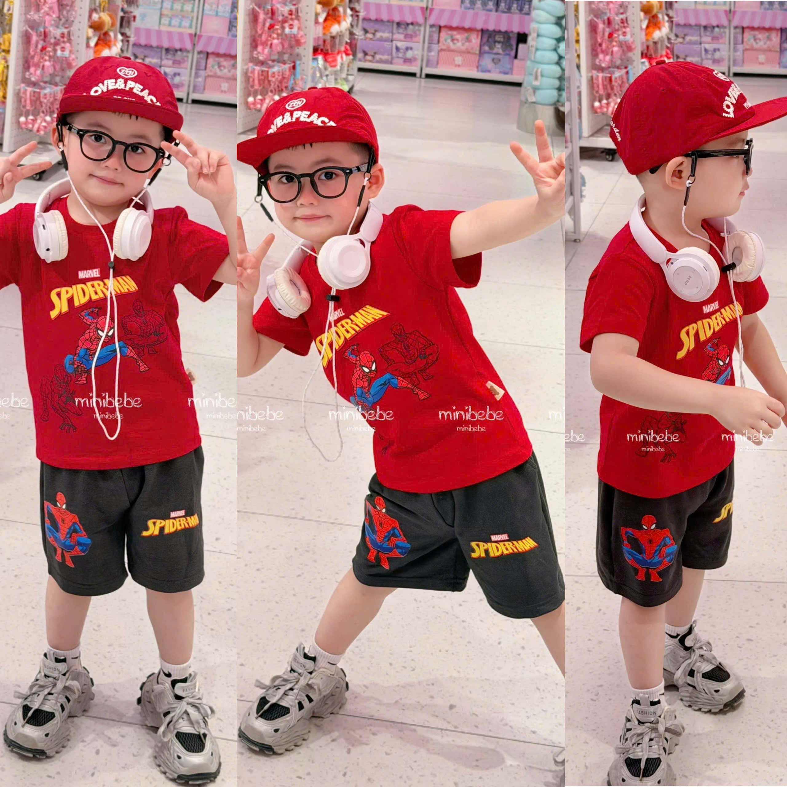 R08 BỘ CỘC NHỆN ĐỎ CHỮ SPIDERMAN VÀNG- A117.1742