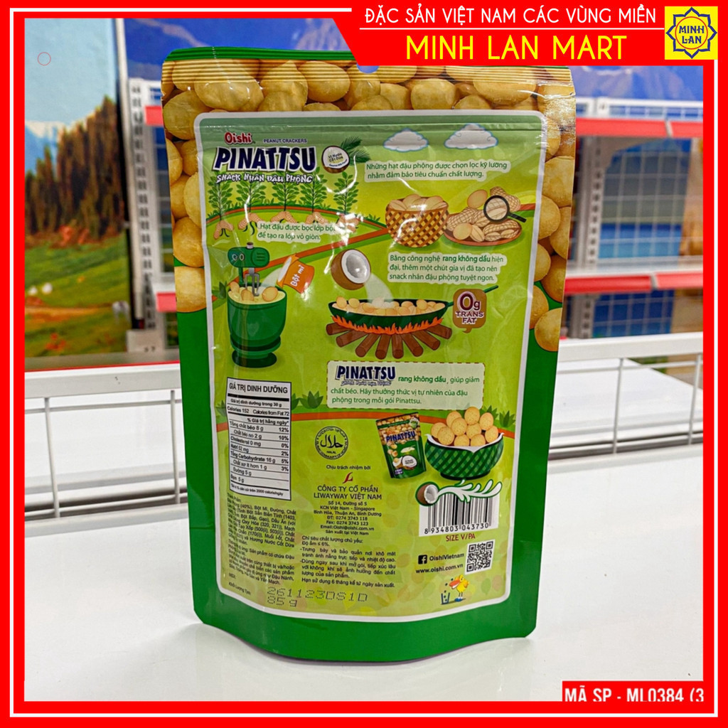 Snack nhân Đậu phộng Pinattsu gói 85g Vị nước cốt dừa - Đặc Sản Bốn Phương_thumbnail_2