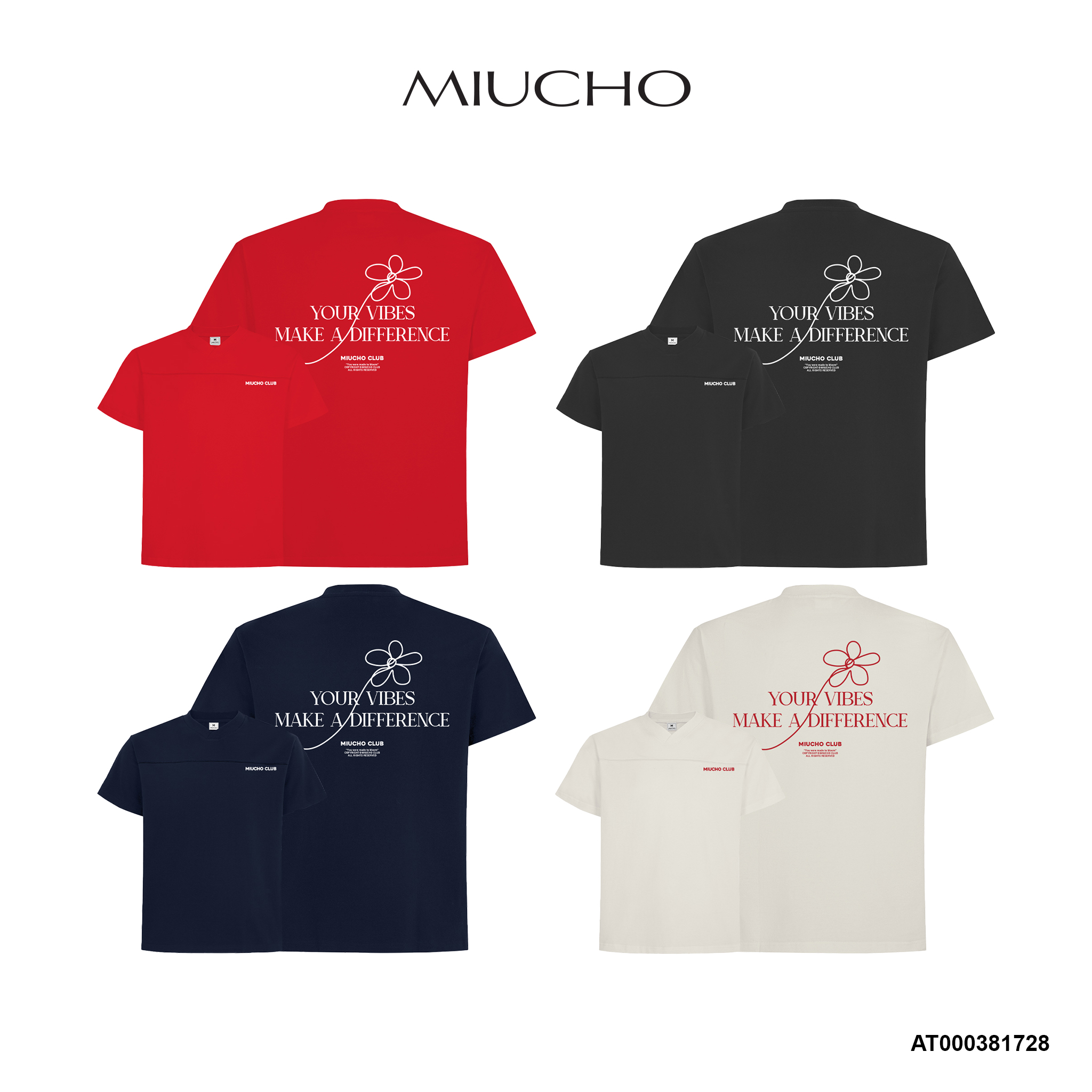Áo thun cổ tim local brand form rộng chất vải cotton 2C 250GSM 1728 Miucho in basic_thumbnail_1