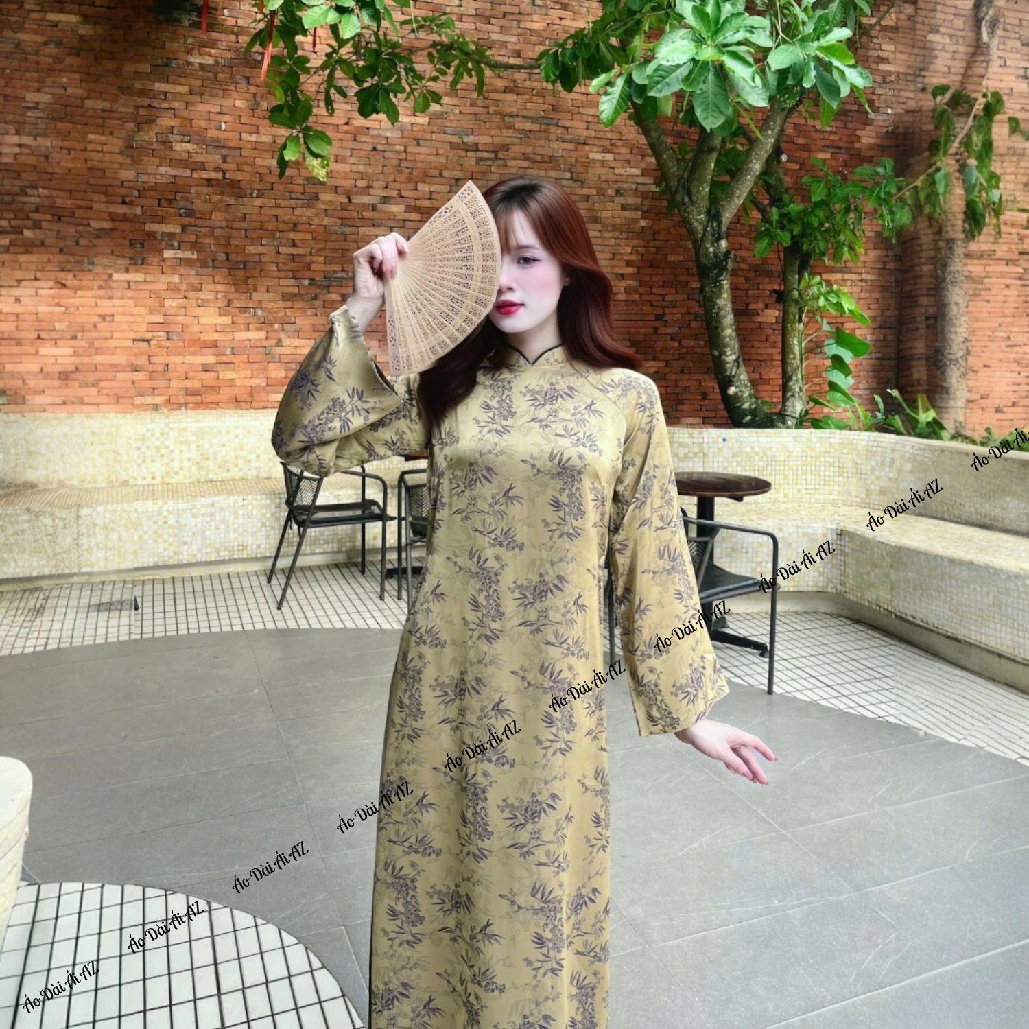 Áo Dài Cách Tân Nữ Dáng Suông Xưa Truyền Thống Tơ Hoa Lá MM01_thumbnail_1