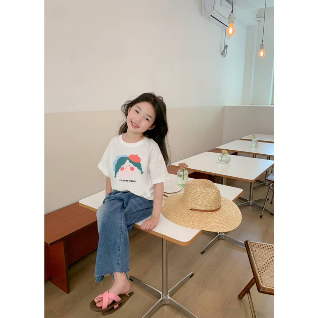 Áo thun dễ thương cho bé gái form rộng AED655 Miucho Kid 100% vải cotton thoáng mát basic_thumbnail_4