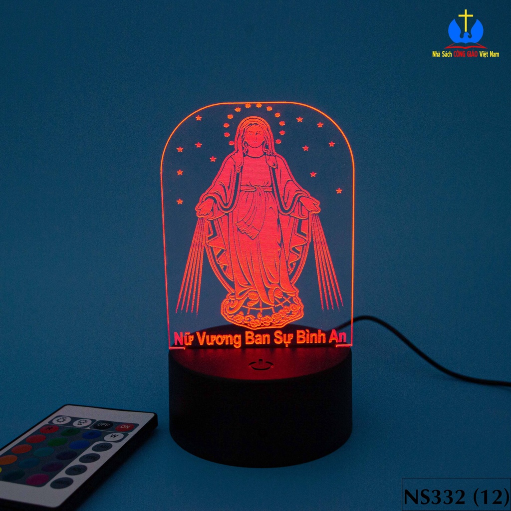 Đèn Led 3D nhiều màu để bàn mẫu Đức Mẹ Ban Ơn Maria khắc tên theo yêu cầu trang trí phòng, xe, quà tặng Công Giáo NS332_thumbnail_2