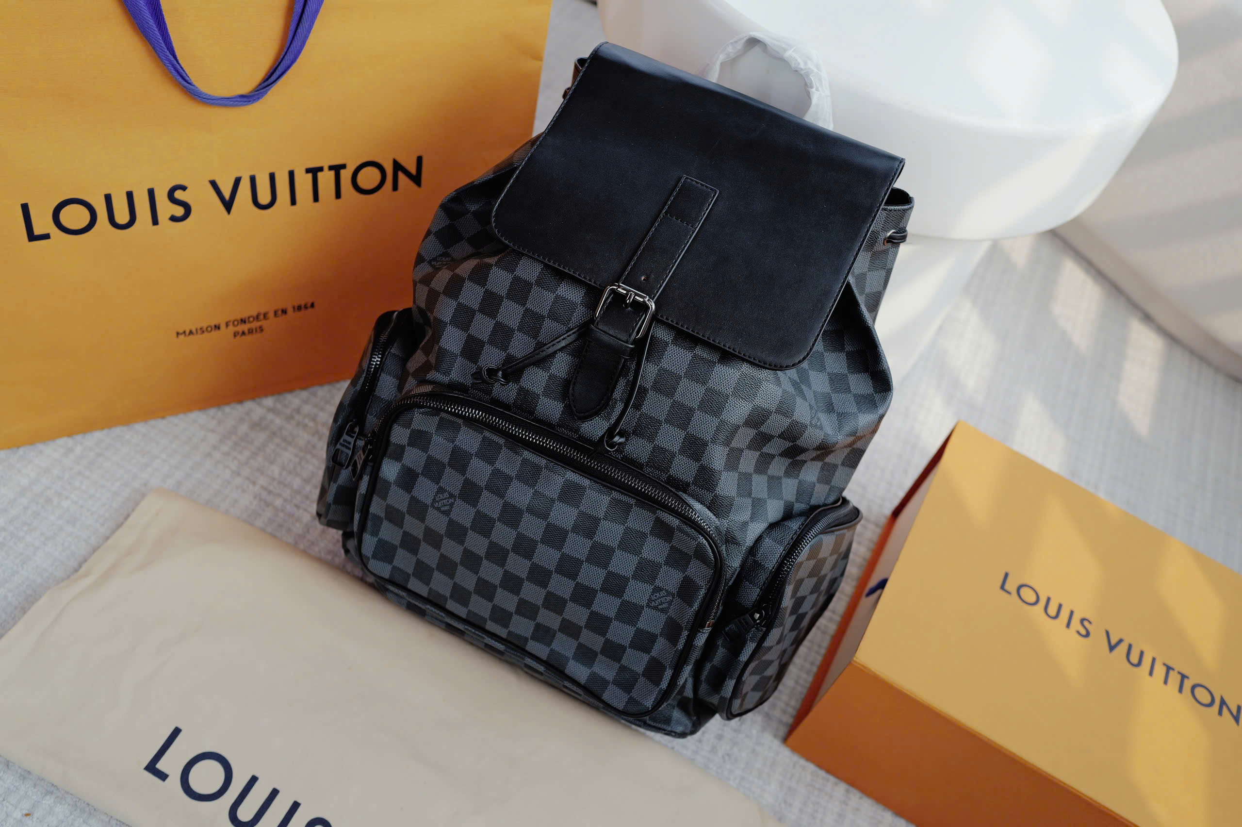 Balo Louis Vuitton Damier Graphite xám đen_thumbnail_1