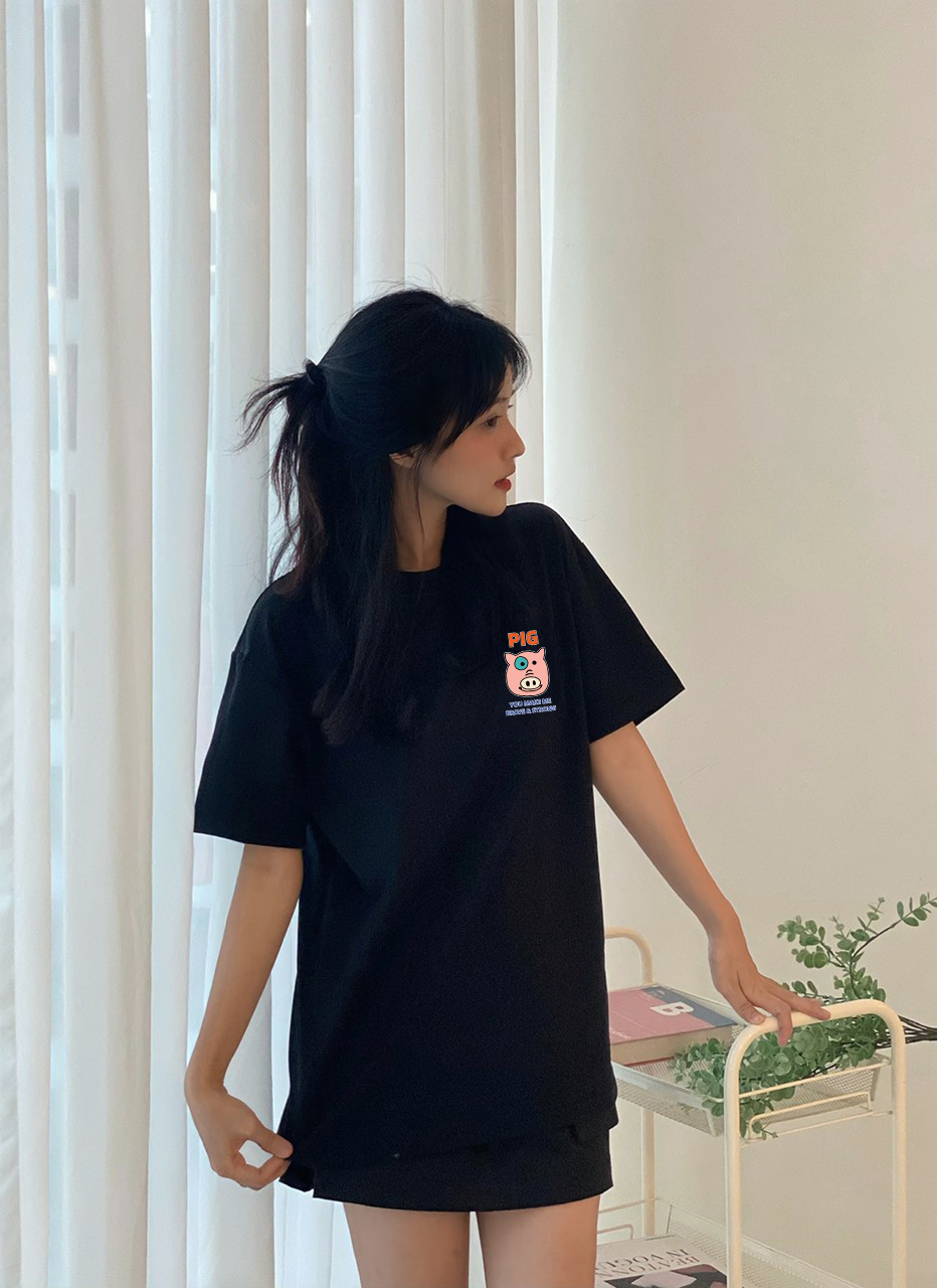 Áo thun nữ form rộng 12 con giáp tuổi Hợi ( tuổi heo) ATD431 Miucho cotton cổ tròn in graphic_thumbnail_6