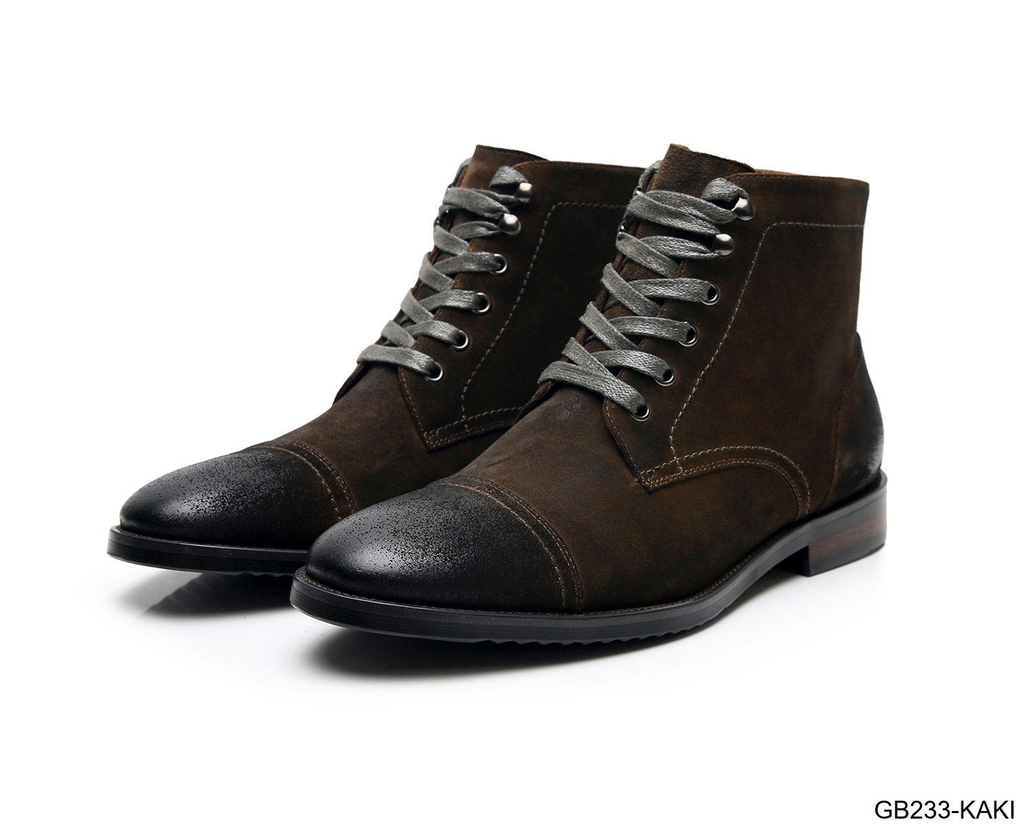 GB233 - Giày Boots Martin Nam Da Bò Phong Cách Anh, Đế Cao Su Chống Trượt, Màu Đen Kaki_thumbnail_18