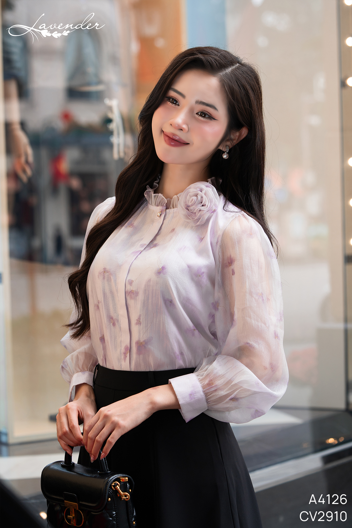 Set Áo sơ mi tơ ngọc trai hoa tím cổ bèo A4126_thumbnail_3