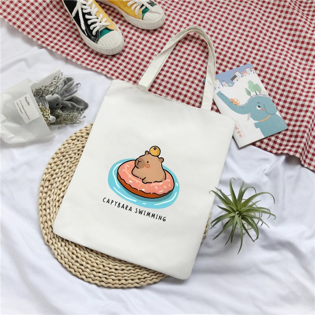 Túi tote in hình Capybara có túi phụ- Túi vải canvas kích thước 33x37cm đựng vừa A4 và laptop - TOTE05_thumbnail_6
