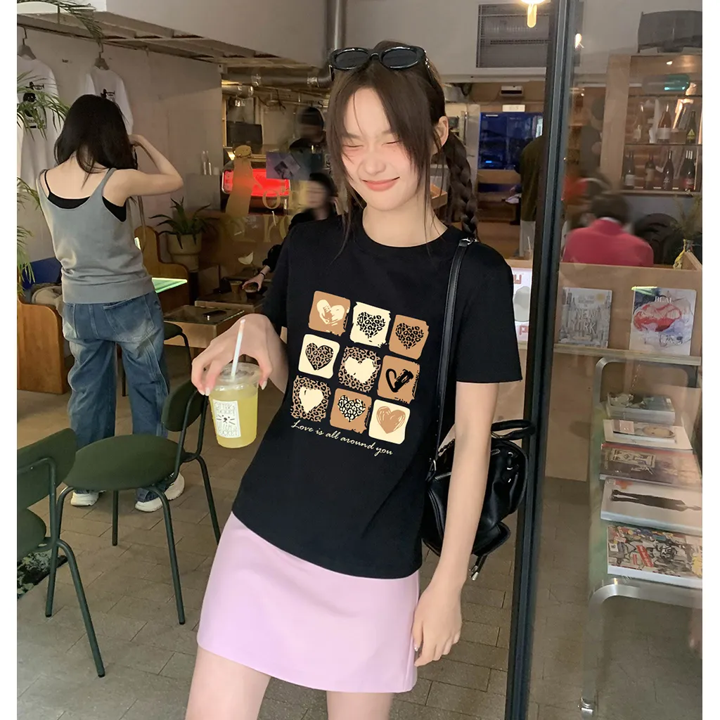 Áo thun nữ form vừa hình tim dễ thương 2537 Miucho Chic vải cotton thoáng mát thấm hút mồ hôi tốt_thumbnail_6