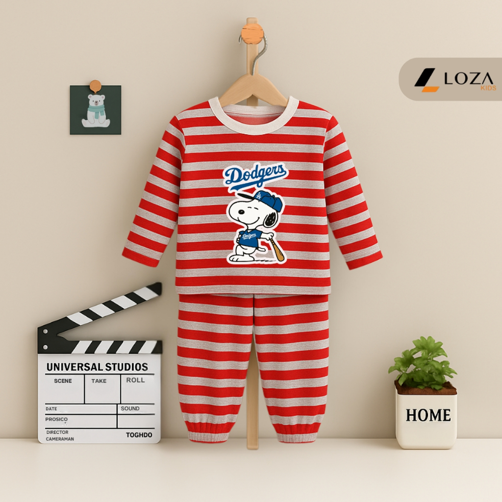 Bộ Thu - Đông kẻ bé trai in hình Snoopy - Loza TK549_thumbnail_6