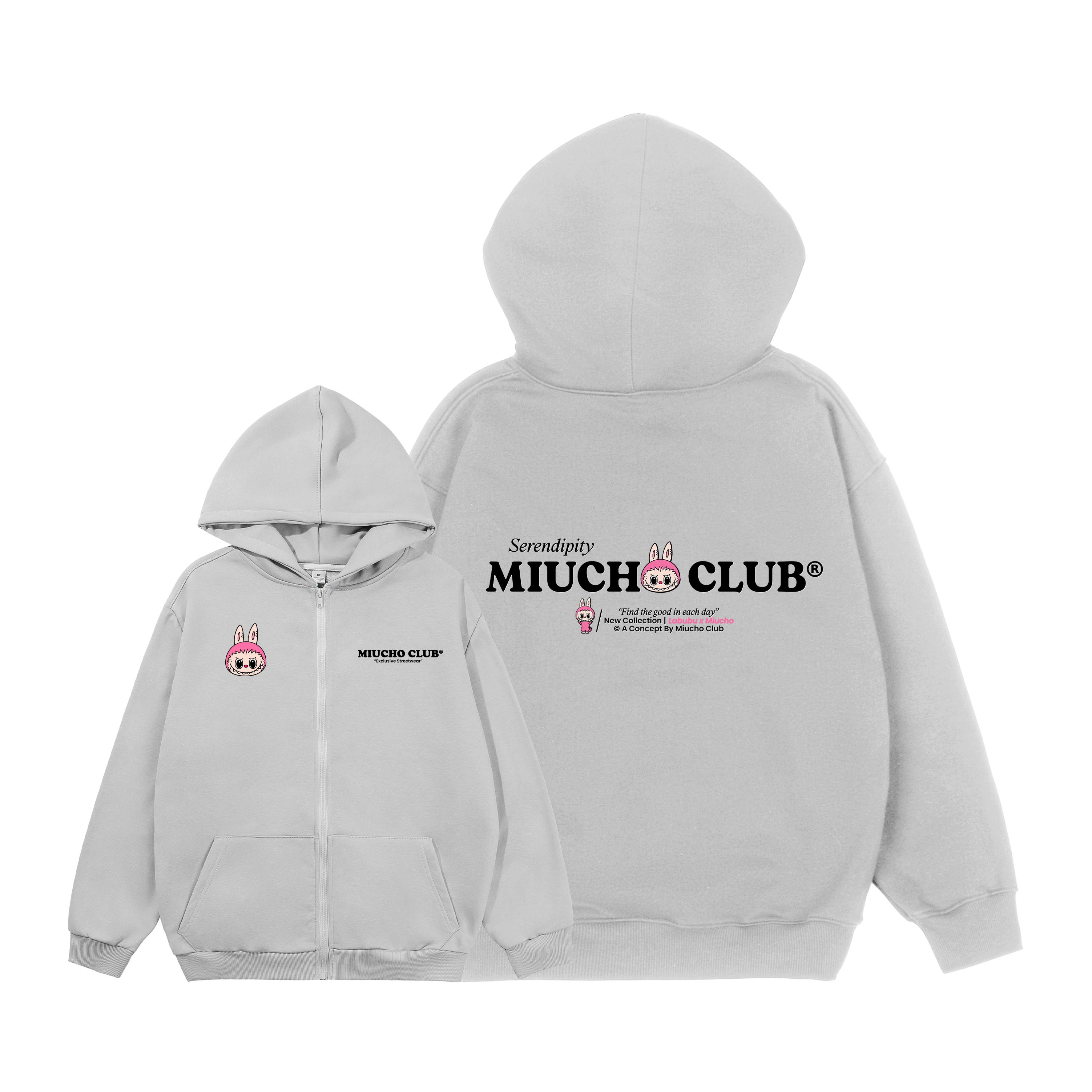 Áo hoodie zip labubu unisex local brand HZD1405 Miucho nỉ chân cua dày dặn in mix_thumbnail_13