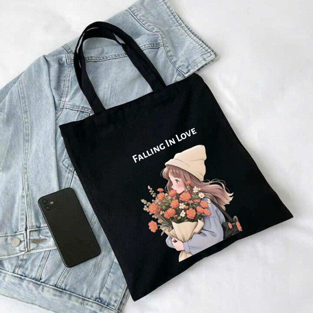 Túi Tote BST cô gái  - Túi vải canvas có túi phụ và khoá kéo đựng vừa A4 và laptop (33x37cm) - TOTE28_thumbnail_5