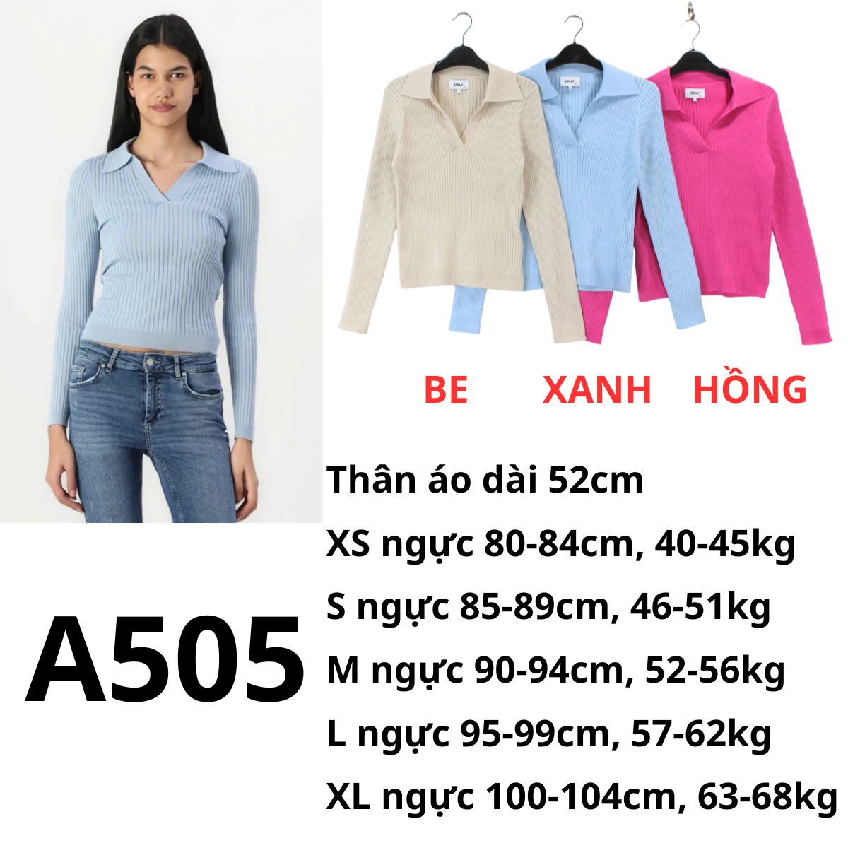 A505- Áo len cổ bẻ