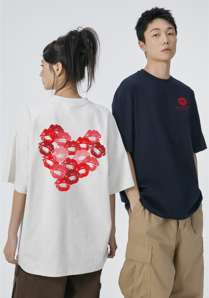 Áo thun cặp đôi couple trái tim from rộng ATD1381 Miucho vải cotton thoáng mát cổ tròn in mix_thumbnail_2