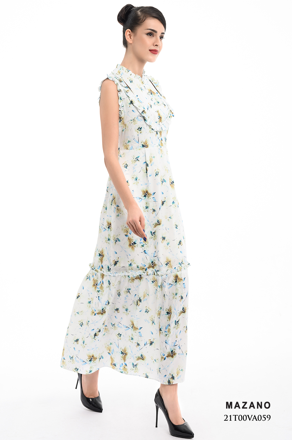 Đầm xanh họa tiết bèo cổ trang trí_thumbnail_1