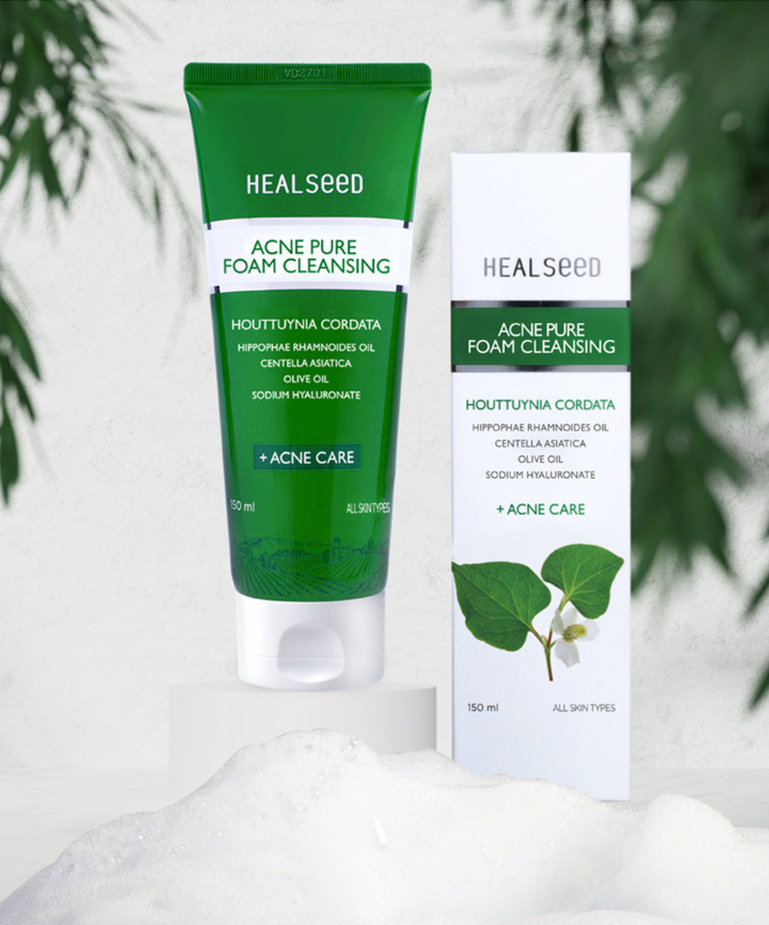 HEALSEED ACNE PURE FOAM CLEANSING - Sữa Rửa Mặt Làm Sạch Sâu Hỗ Trợ Giảm Mụn - Diếp Cá, Rau Má, Salicylic Acid - 150ml - [HS003]_thumbnail_3