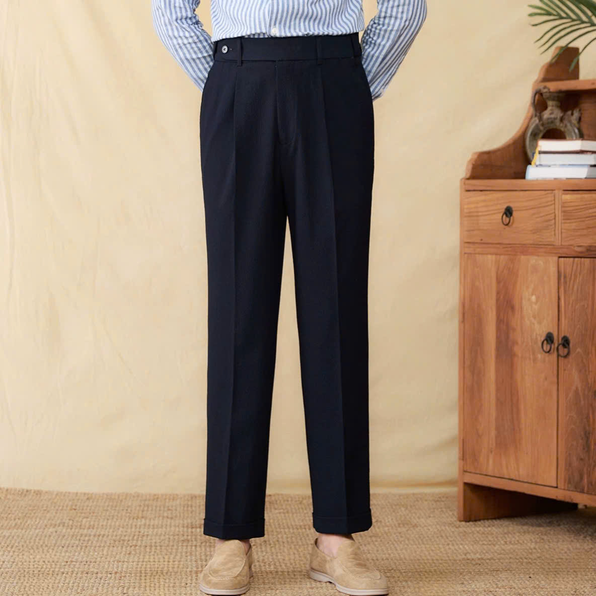 Seersucker Elastic-Waist Trousers Season 2