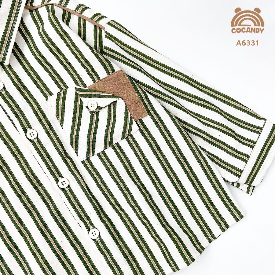 Áo dài BE sọc XLÁ túi ngực phối NÂU_thumbnail_5