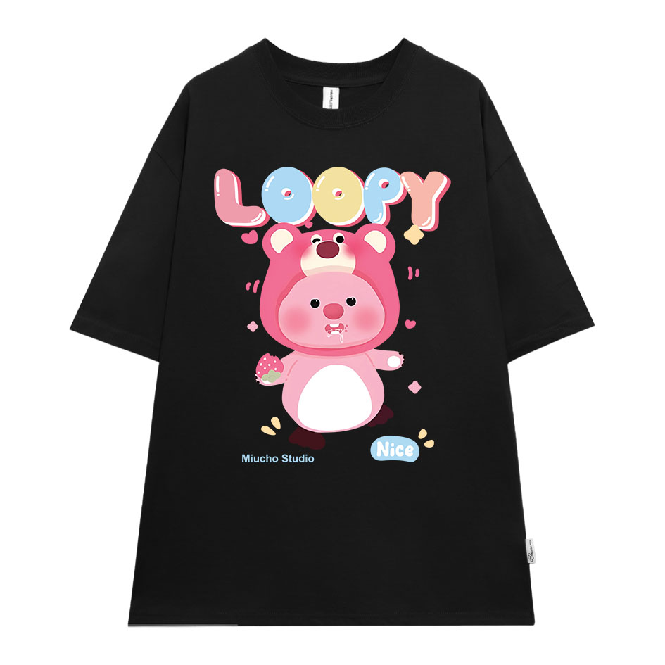 Áo thun Loopy Hải Ly form rộng ATD645 Miucho cotton cổ tròn in artwork_thumbnail_6