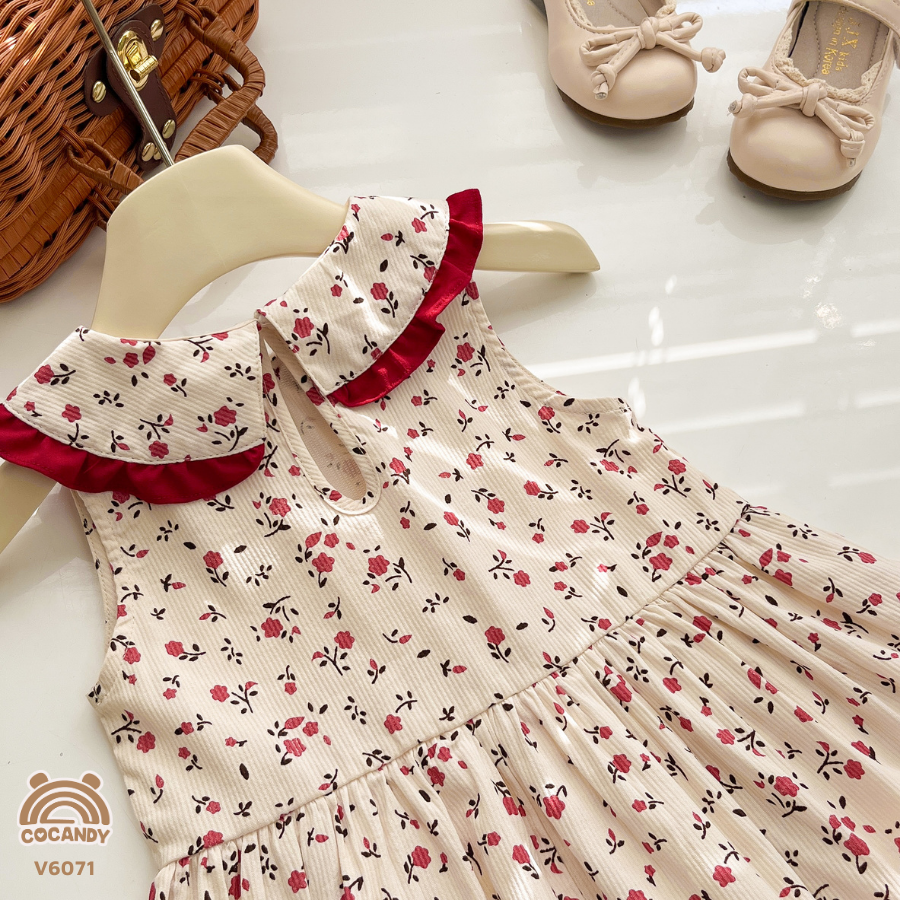 Váy cộc BE hoa nhí đỏ phối nơ_thumbnail_4