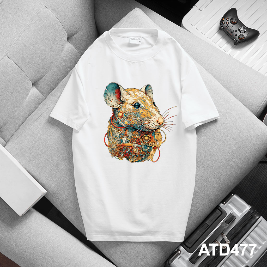 Áo thun nam form rộng 12 con giáp tuổi Tí ATD477 Miucho Iconic cotton cổ tròn in graphic_thumbnail_5