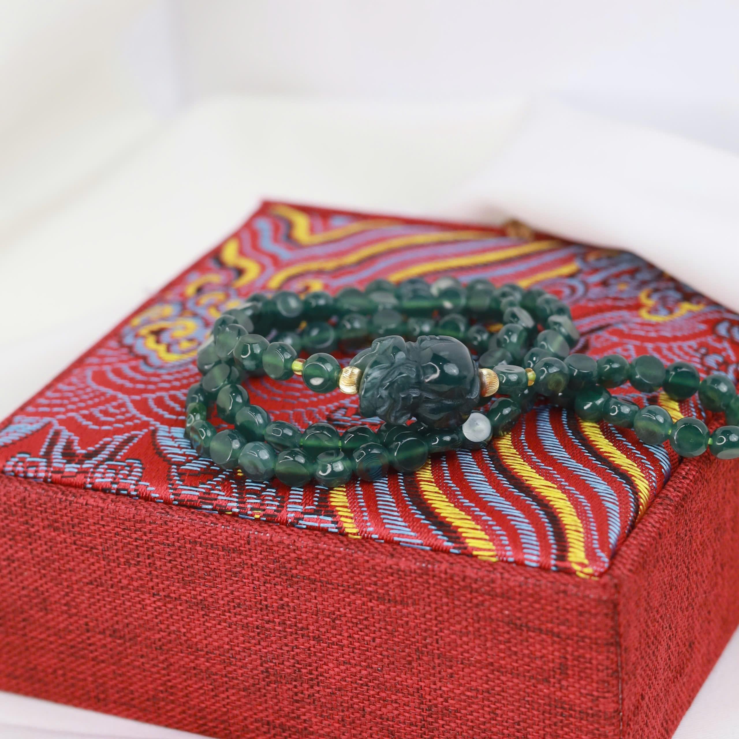 Vòng tay lam ngọc dẹt mix tì hưu_thumbnail_1