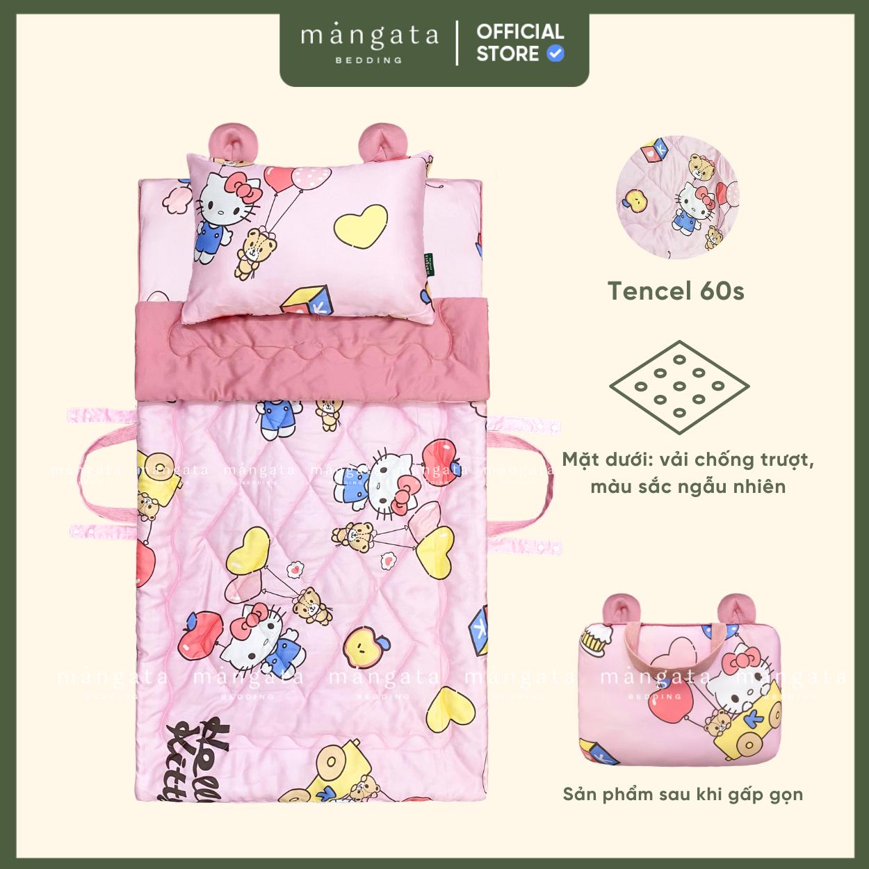 Mẫu Kitty bóng bay - Bộ chăn gối gấp gọn đi học