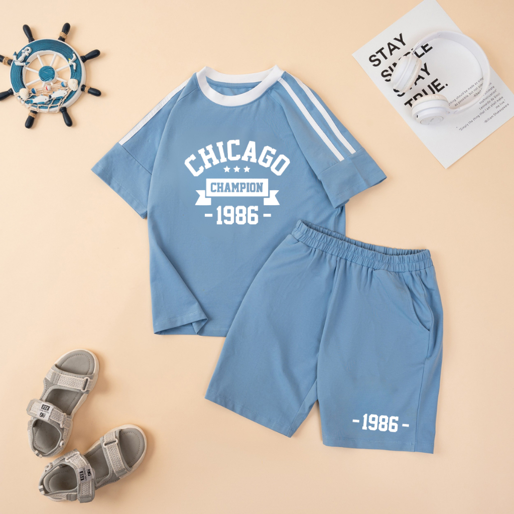 Đồ bộ bé trai, bé gái phối viền hình CHICAGO - Loza Kids BF611_thumbnail_1