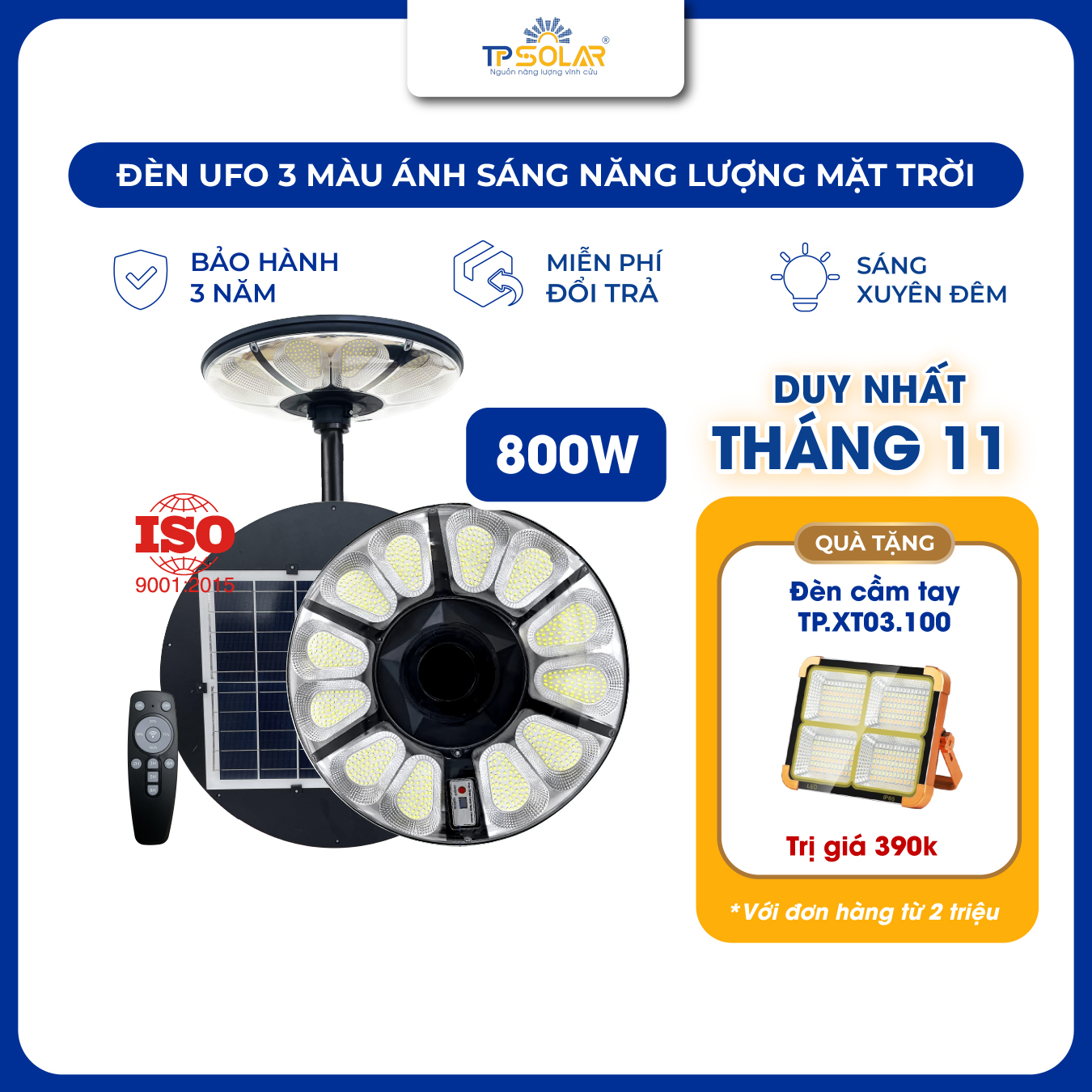 Đèn UFO hoa cúc 3 màu ánh sáng năng lượng mặt trời
